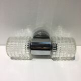 Wall lamp double lights chrome and glass 70s