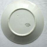 SUPERBE Art Nouveau polychrome flat plate, signed Lunéville, model LES COQS