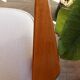 Vintage armchair white curly natural wood boho design by Chierowski 1970