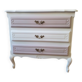 Dresser repainted in off-white and grey-pink colours.