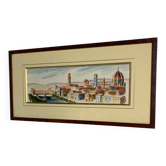 Aquarelle vue panoramique de Florence - encadrée