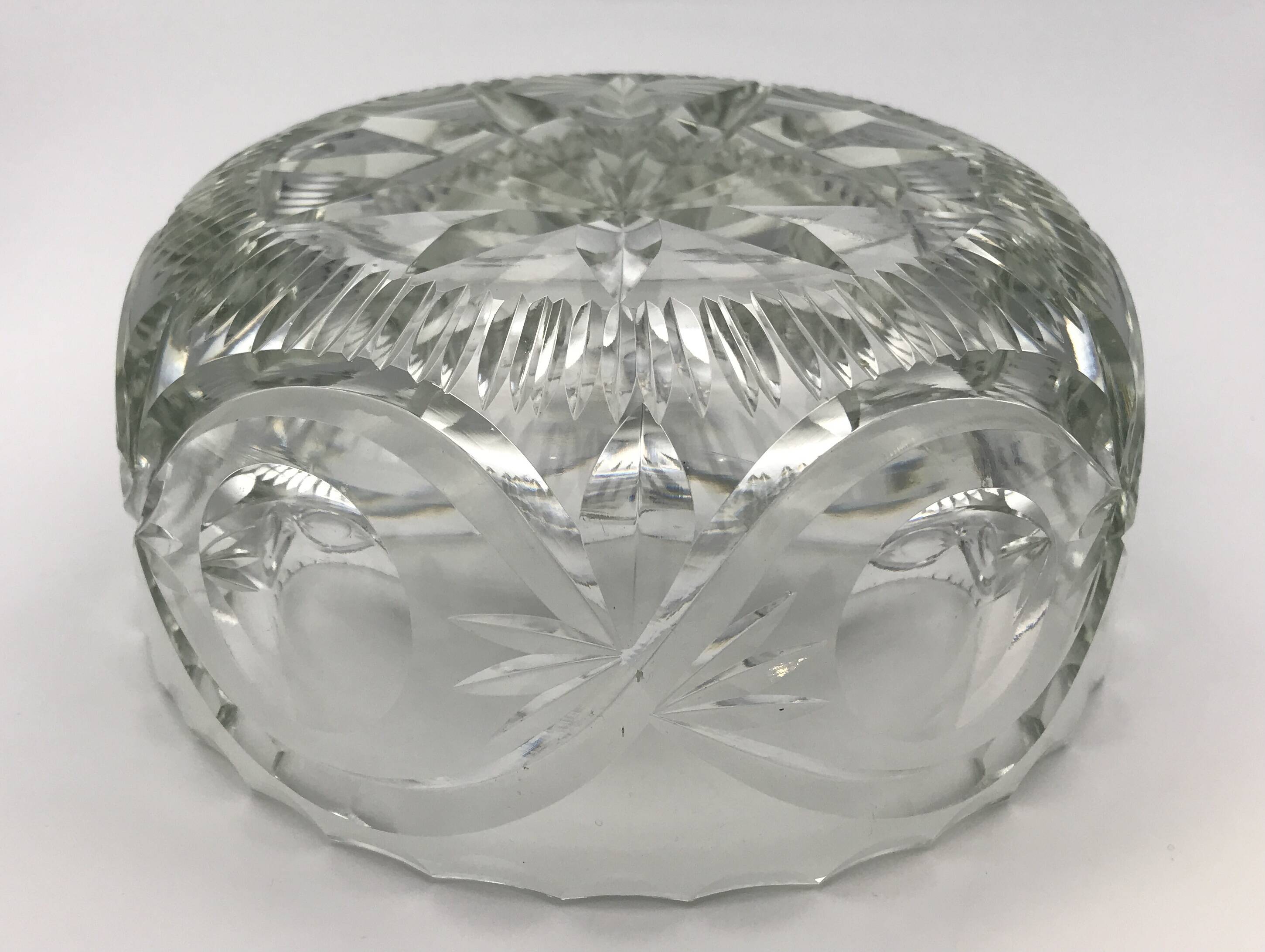 FRUIT CUTTER, SALAD BOWL in Solid CRYSTAL decorated with Hand-Cut PATTERNS