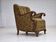 1950s, Danish armchair, furniture wool, hand carved oak wood.