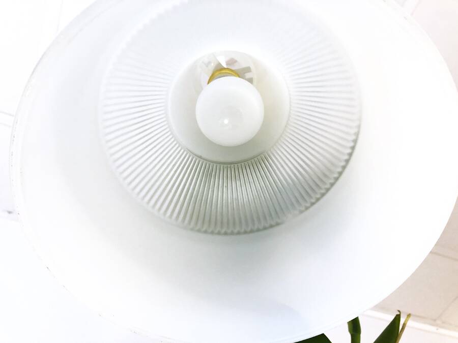 White glass pendant light, 1970