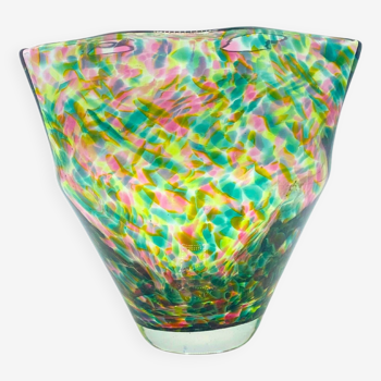 Hand-blown multi-colored vase