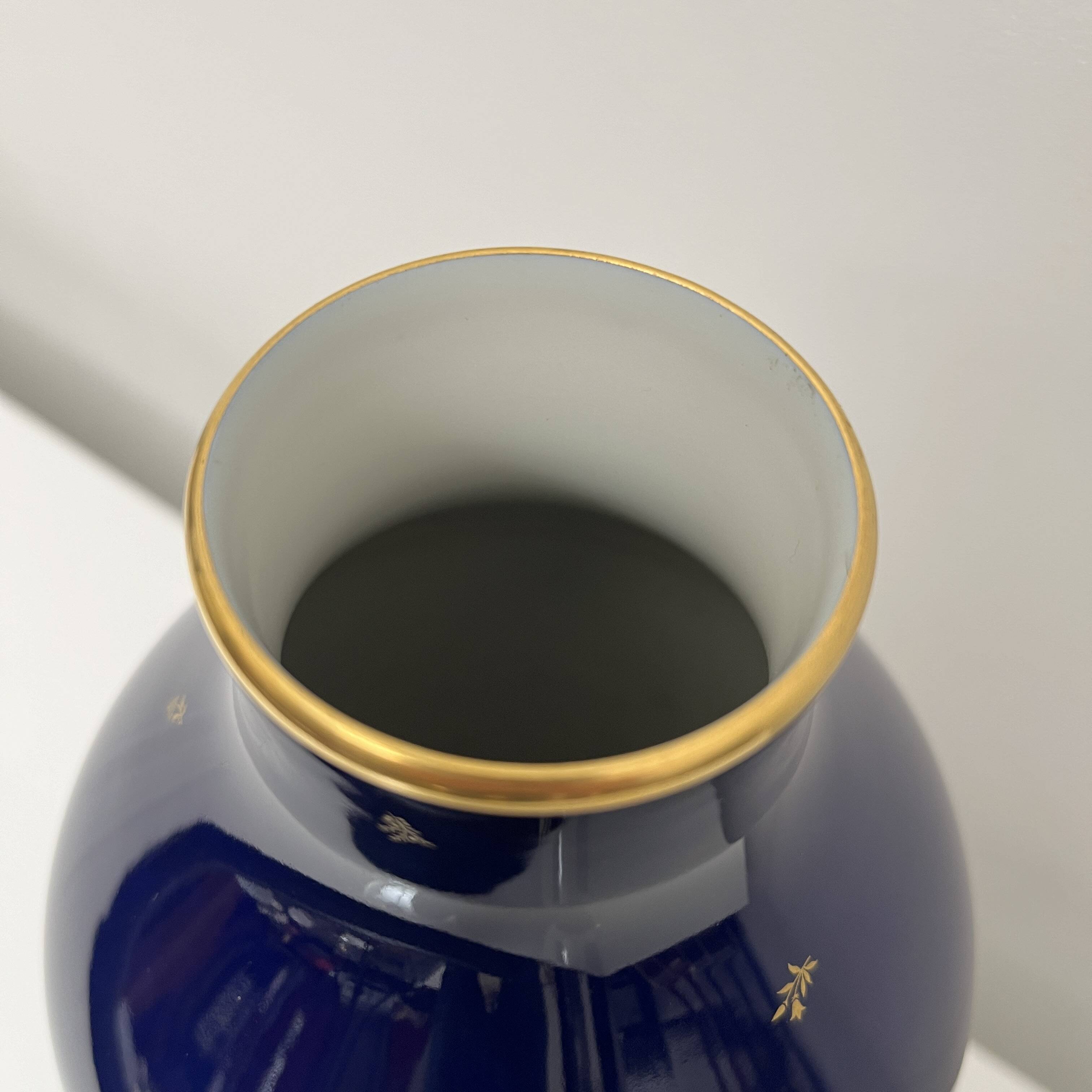 Cobalt Blue porcelain vase, Manufacture Nationale de Sevres France