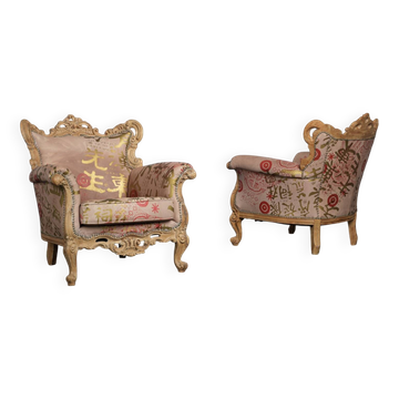 Pair of Baroque armchairs by The People of the Labyrinths, Netherlands, 2000s
