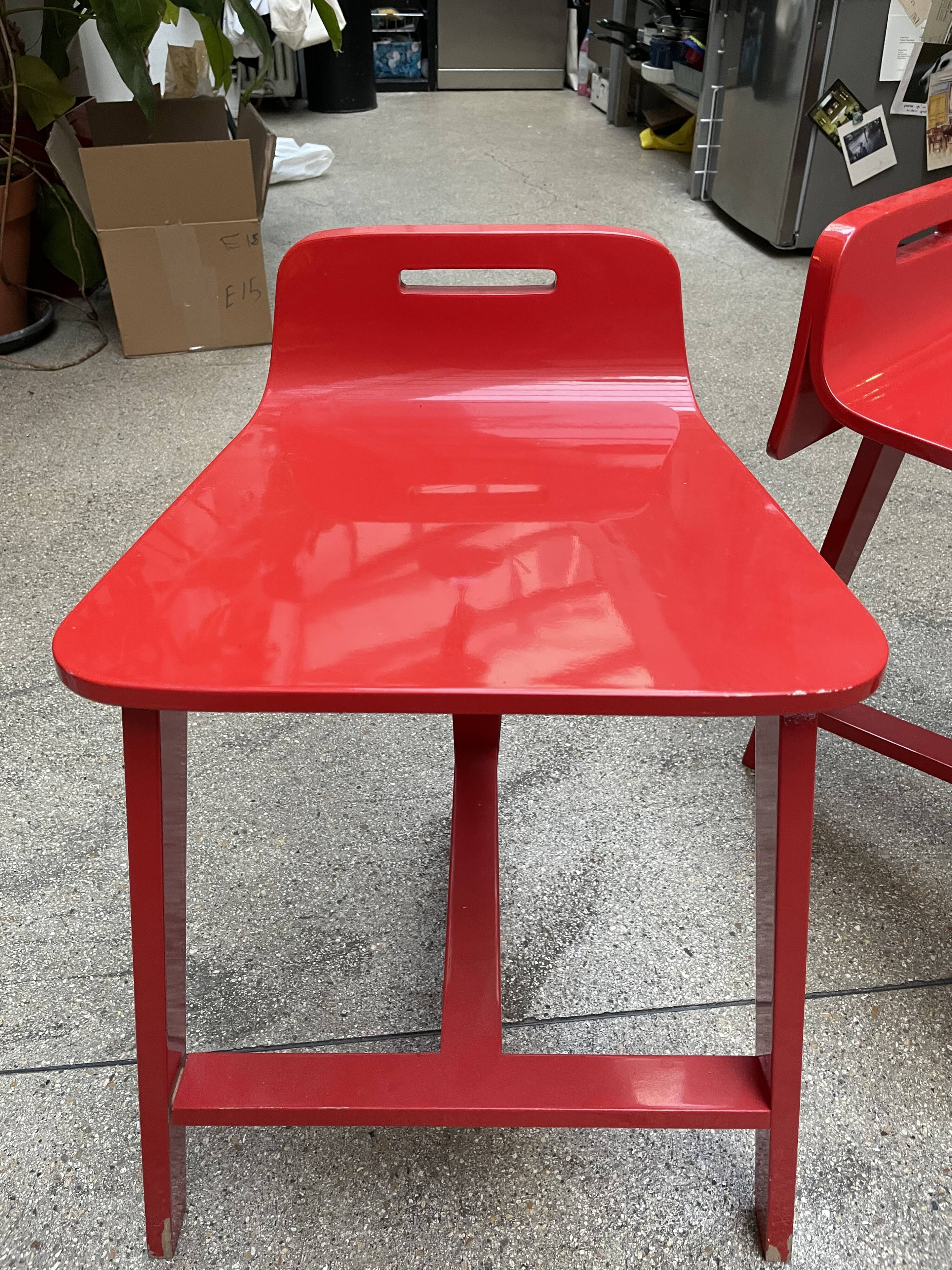 Set of two red design stools
