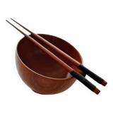 Wooden bowl and its two chopsticks