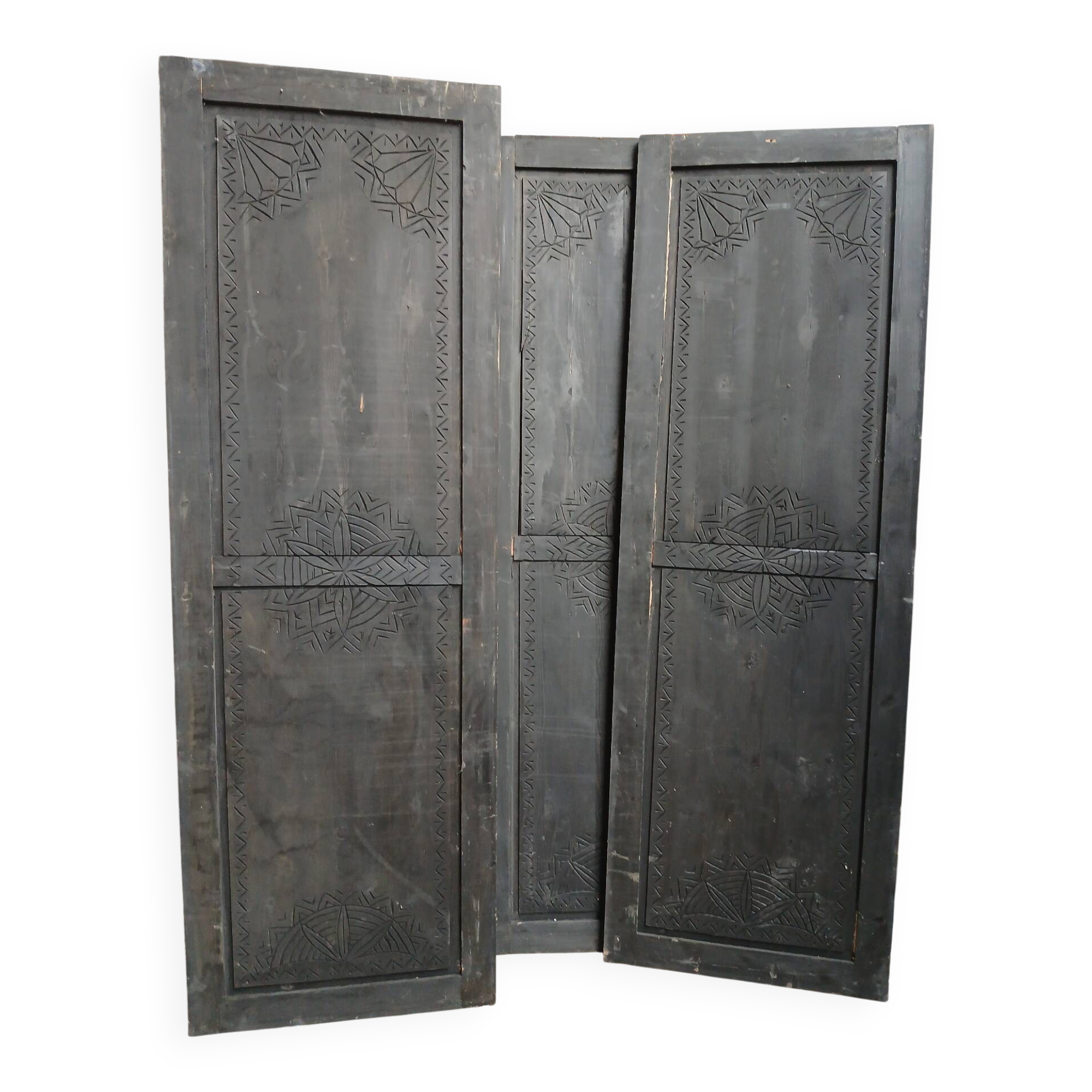 3 doors/old carved wooden panels