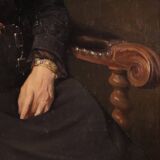 Tableau portrait de dame belge huile sur toile daté 1920