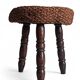 Rustic French Wood & Natural Fiber Stool/ Accent Table, Audoux-Minet Style