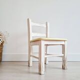 Chaise ancienne bois bistrot enfant - blanc patiné