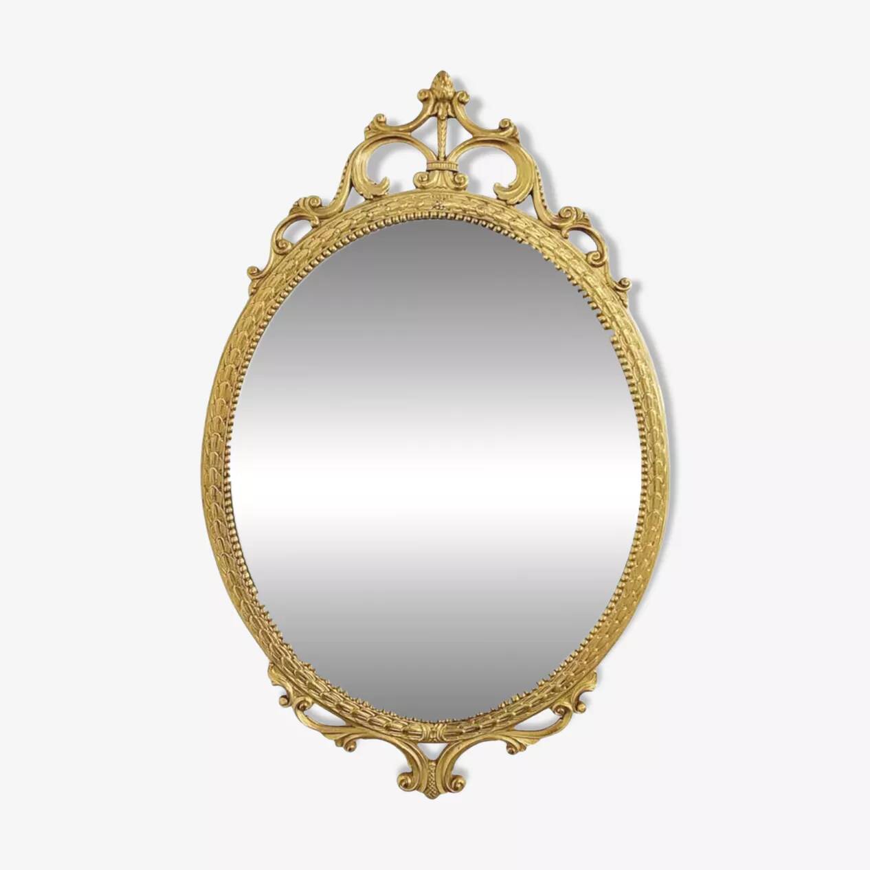 Italian oval brass medallion mirror