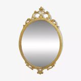 Miroir ovale italien de type médaillon en laiton