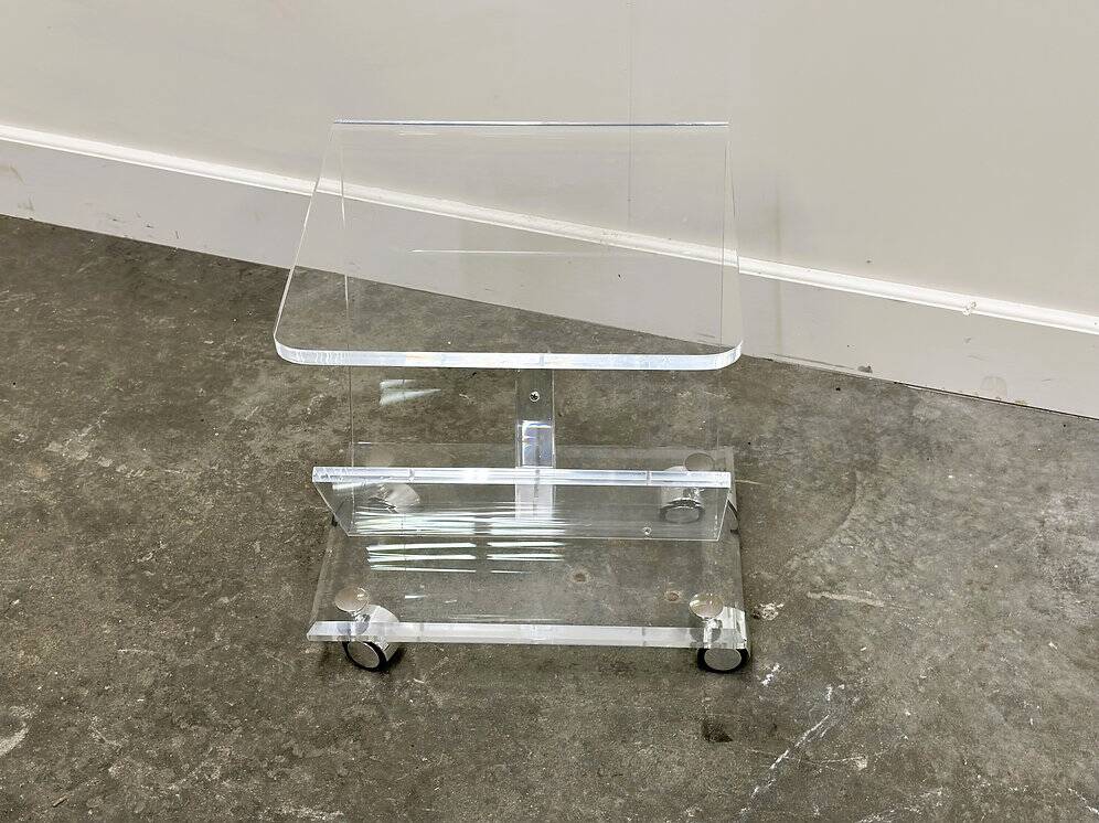 Vintage Lucite magazine cart, 1980s