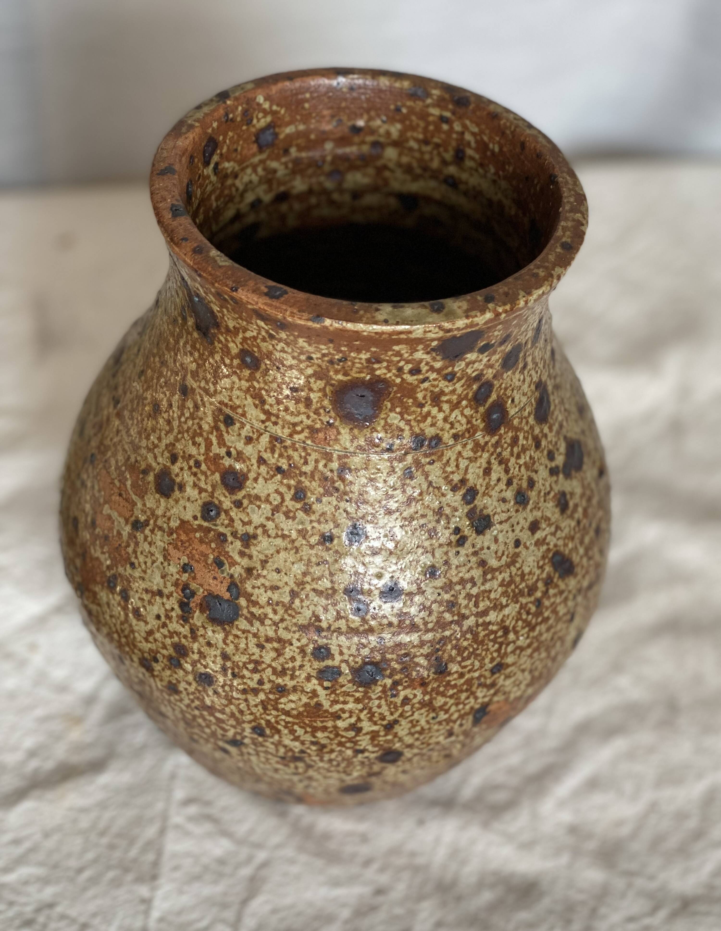 Vintage pyrite stoneware vase 1970
