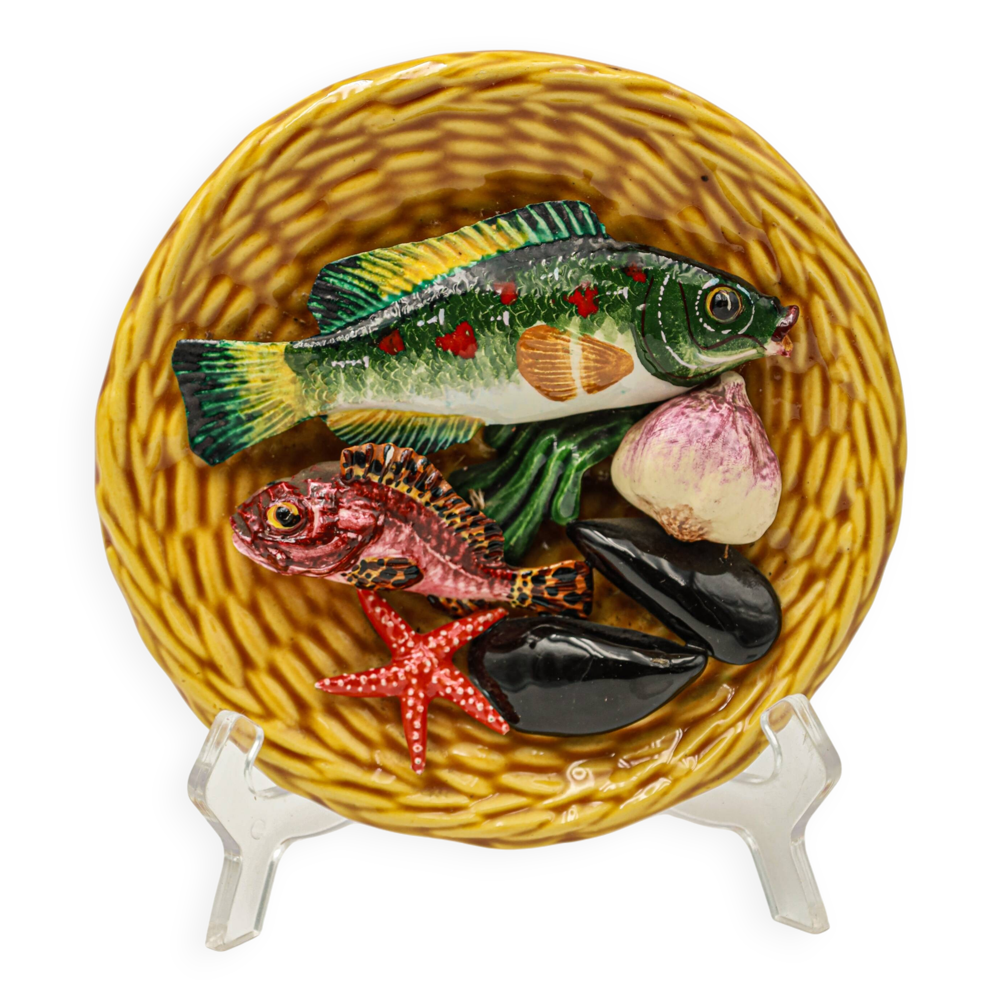 Kitsch trompe l'oeil slip plate Lamarche ceramic art