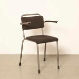 Chaise d'école Gispen 206 TH-Delft gris rembourré