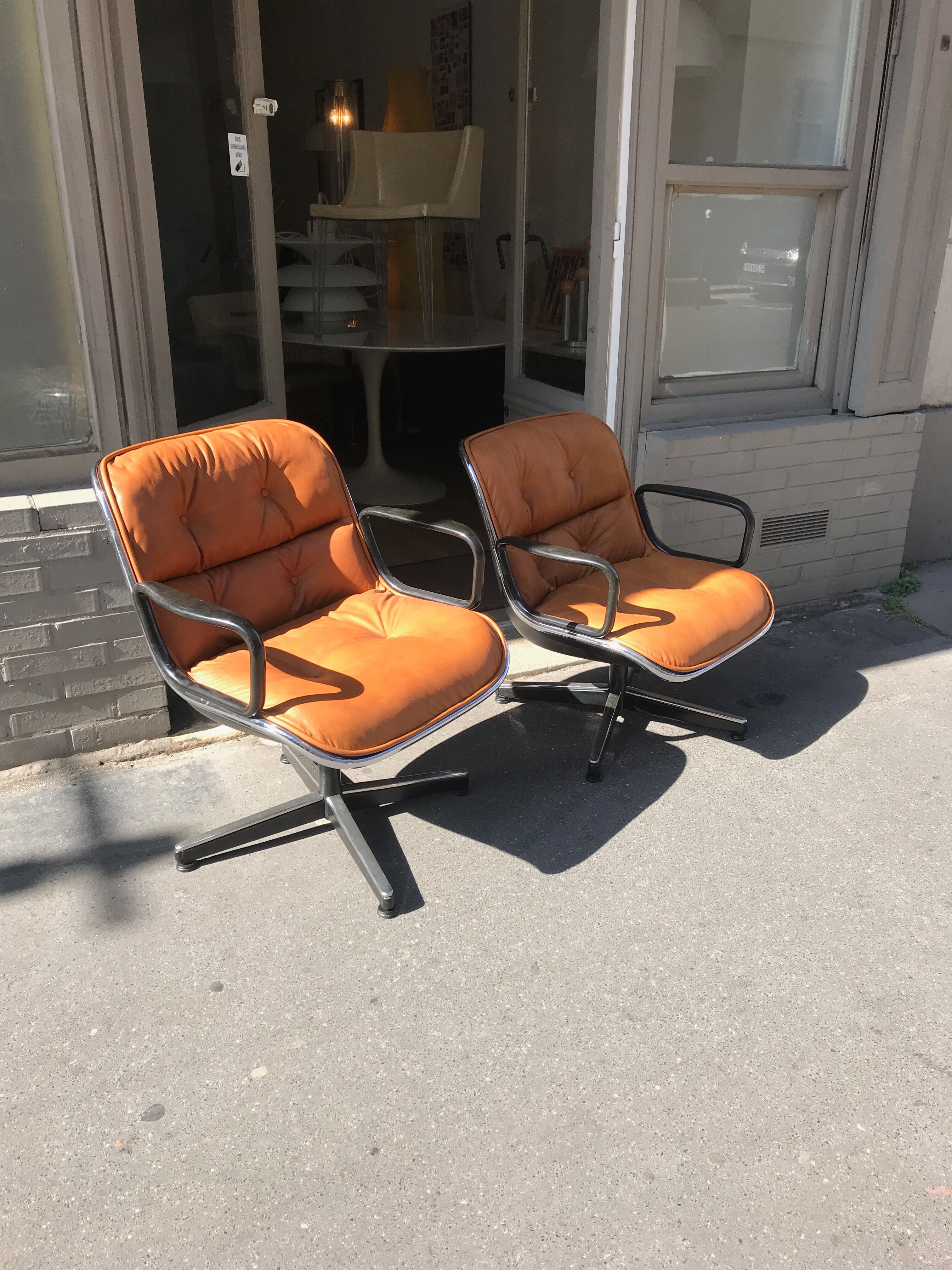 Knoll edition Pollock leather cognac chair