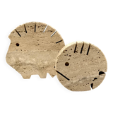 Travertine figures porcupine and fish, Fratelli Mannelli, Italy 1970s