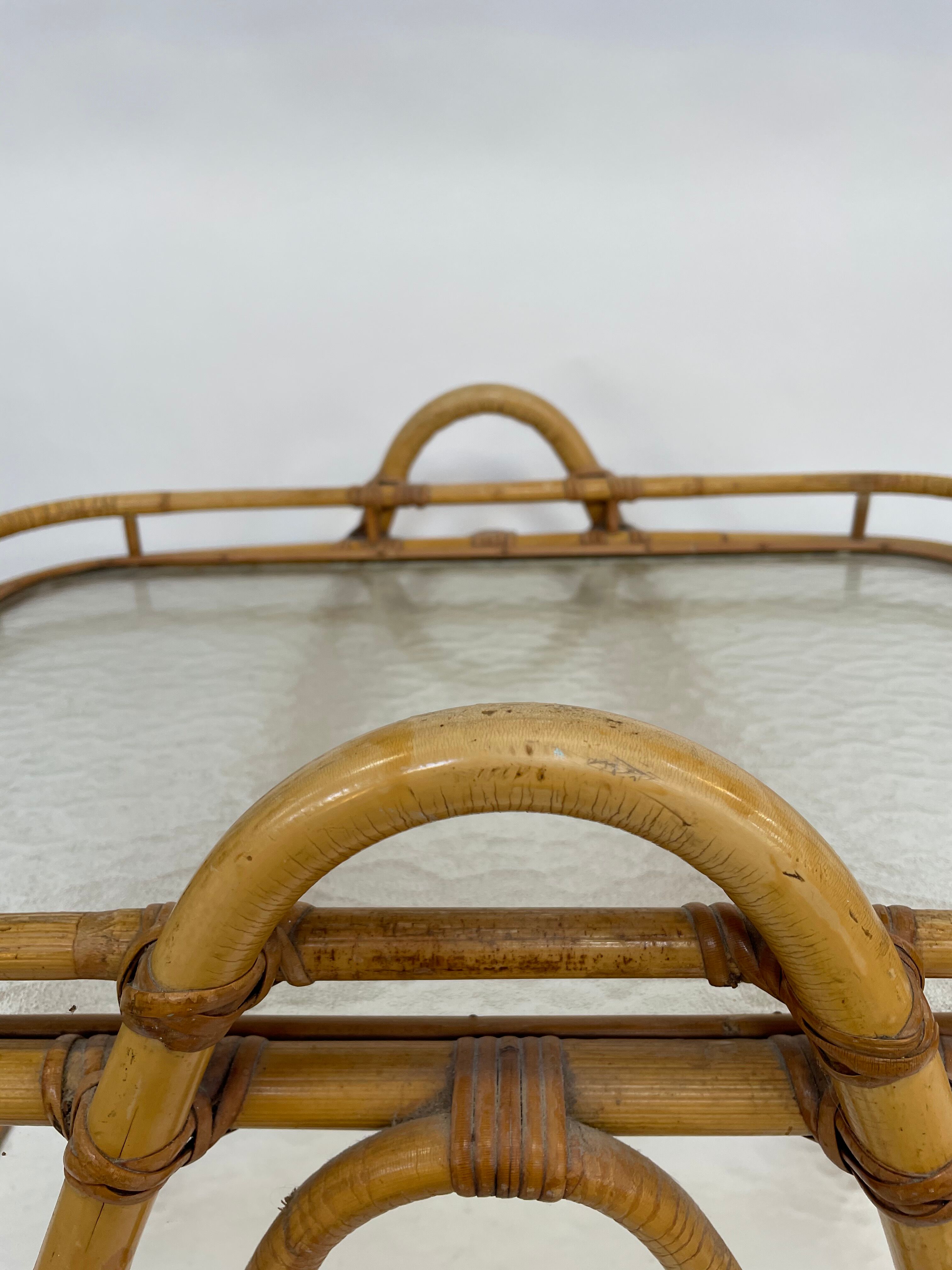 Vintage rattan table side table bamboo rattan 60's