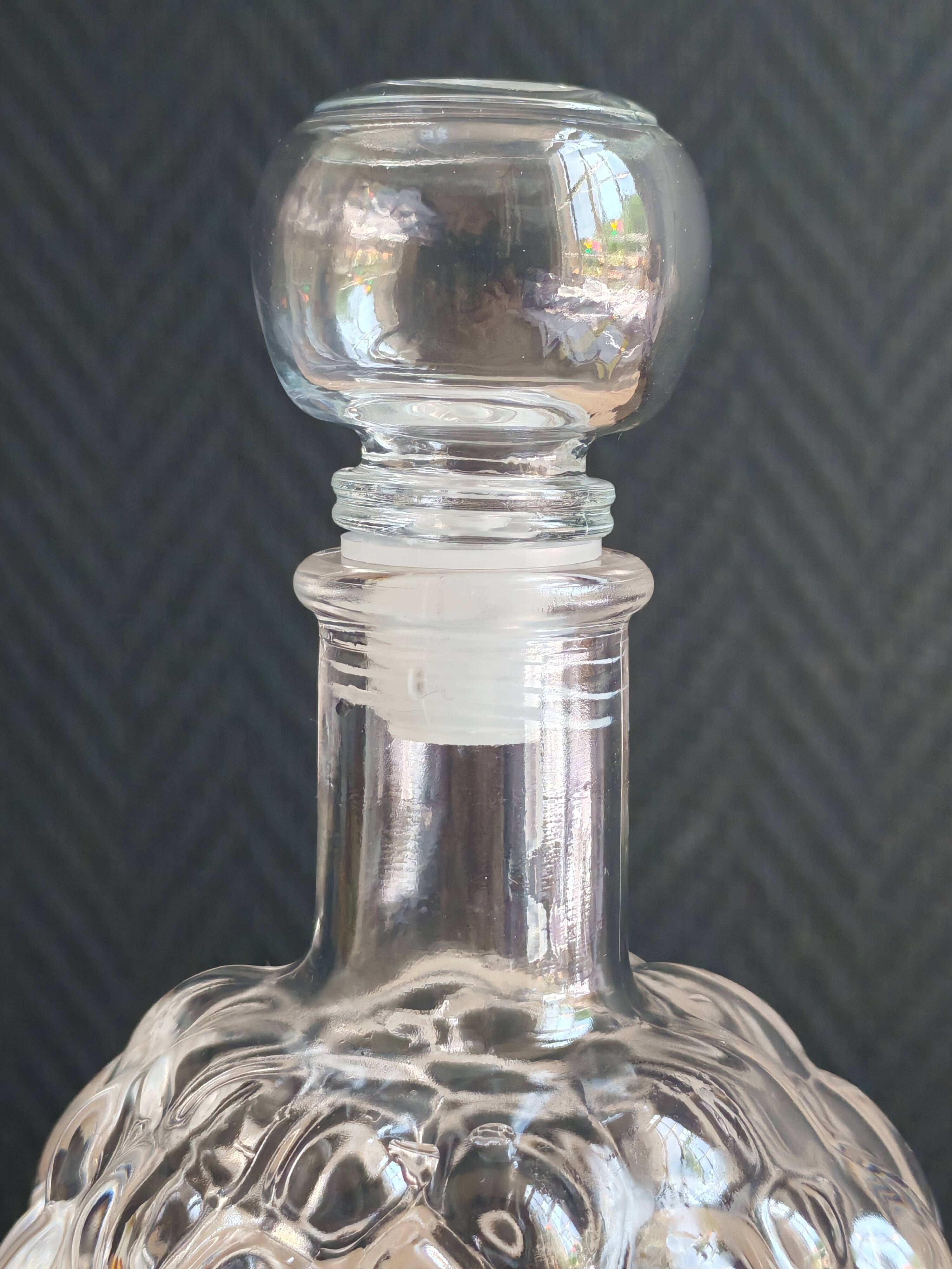 Carafe glass bottle moulded grape bunch vintage | Ball stopper