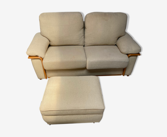 Canapé design chalet 1980 Burov avec pouf