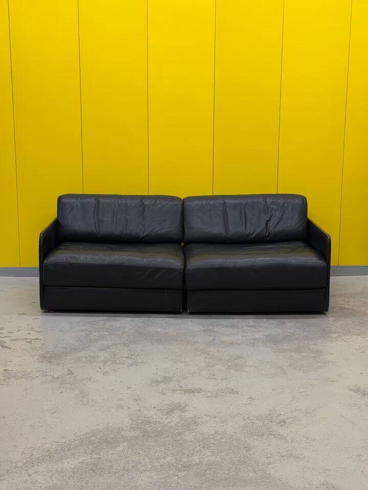 De Sede DS-76 Modular 2-Seater Sofa / Sofa Bed – Black Leather (1970s)