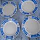 6 plates assiettes K-g Luneville former model gerarmer checkered blue red flowers