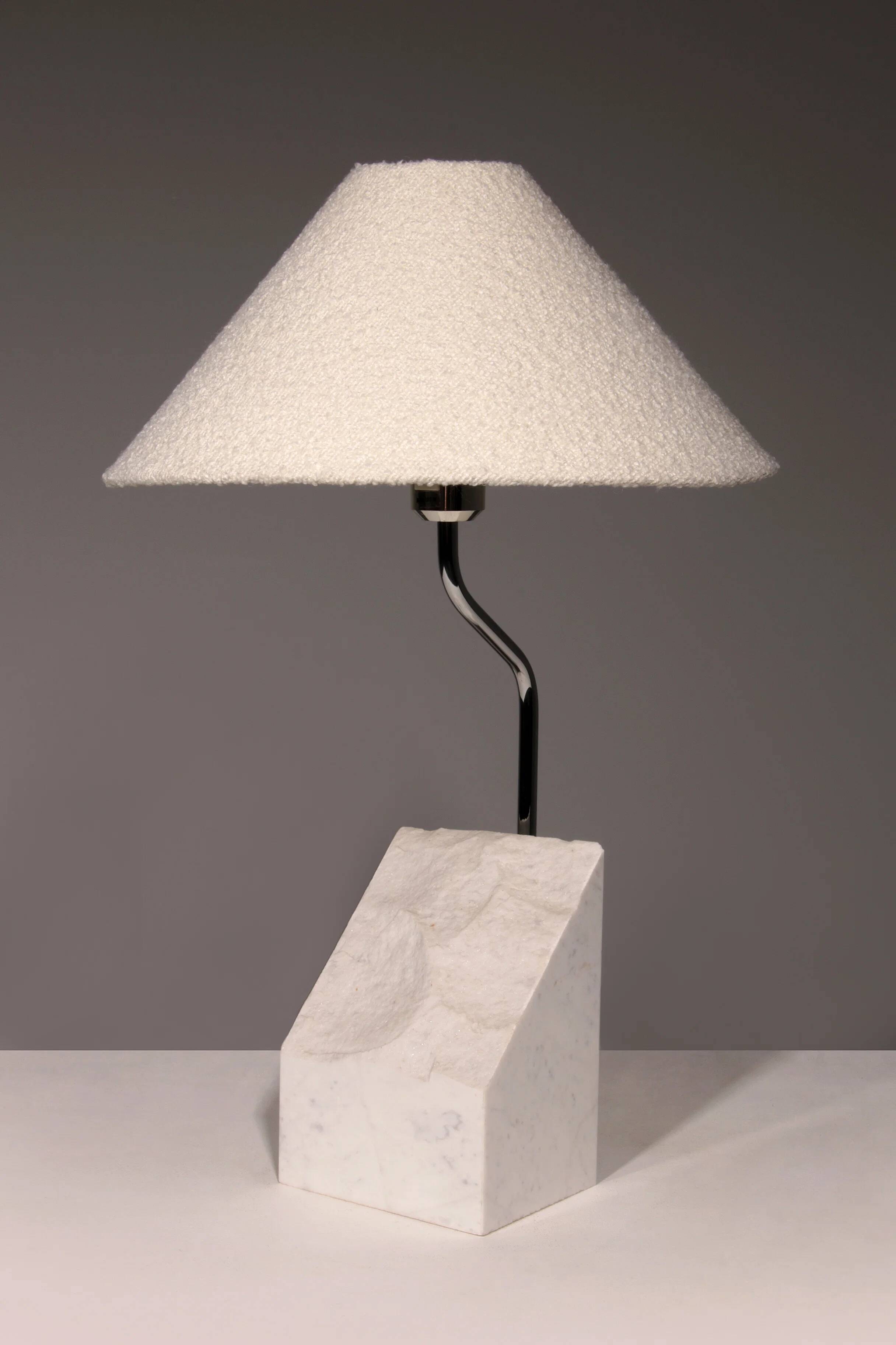 Marble and steel table lamp from Bergboms Scanlicht, 1970s, Sweden