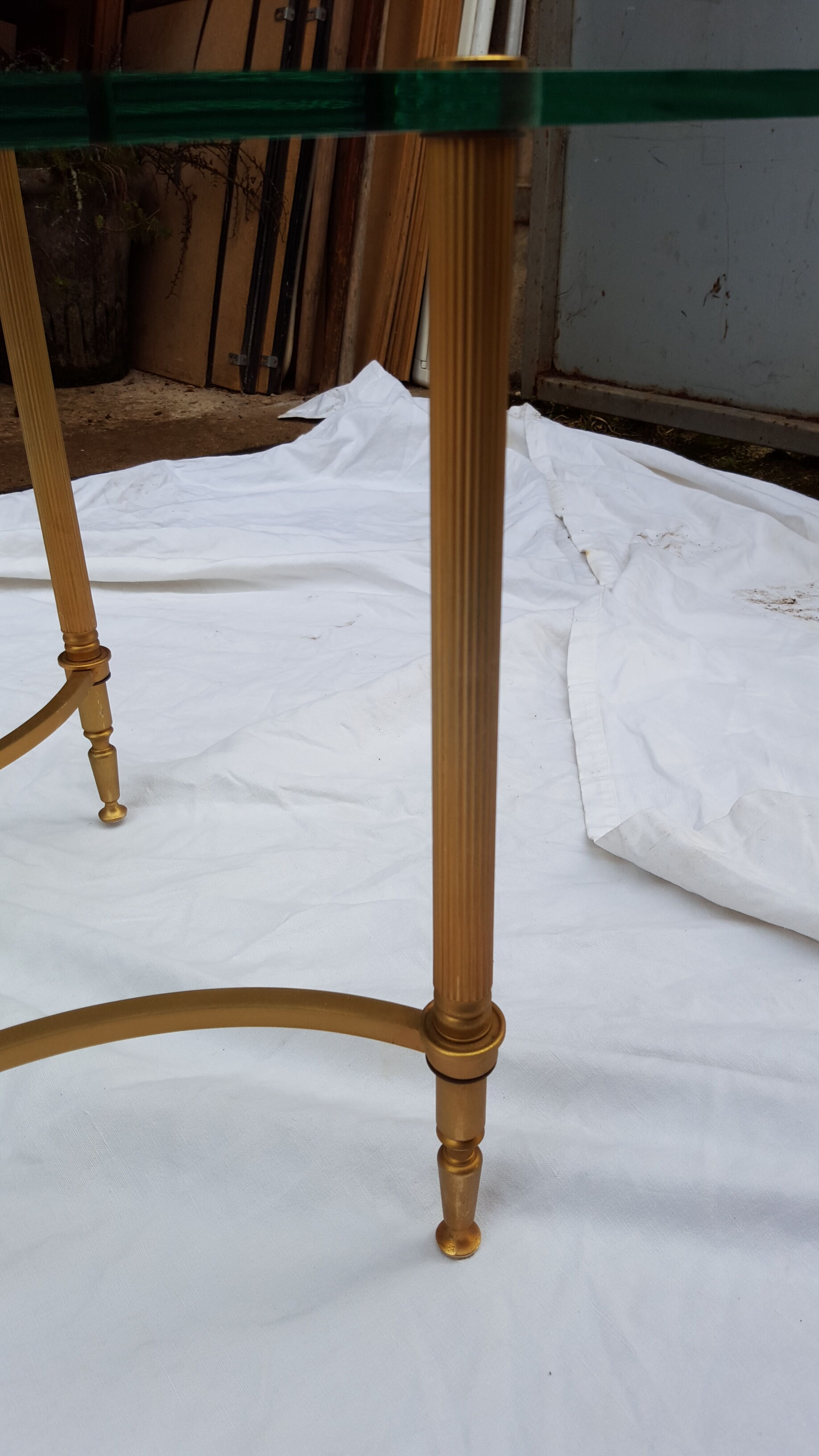 Neo-classic coffee table in glass and brass 1960/70