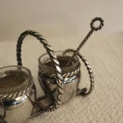 Silver-plated metal salt and pepper shakers