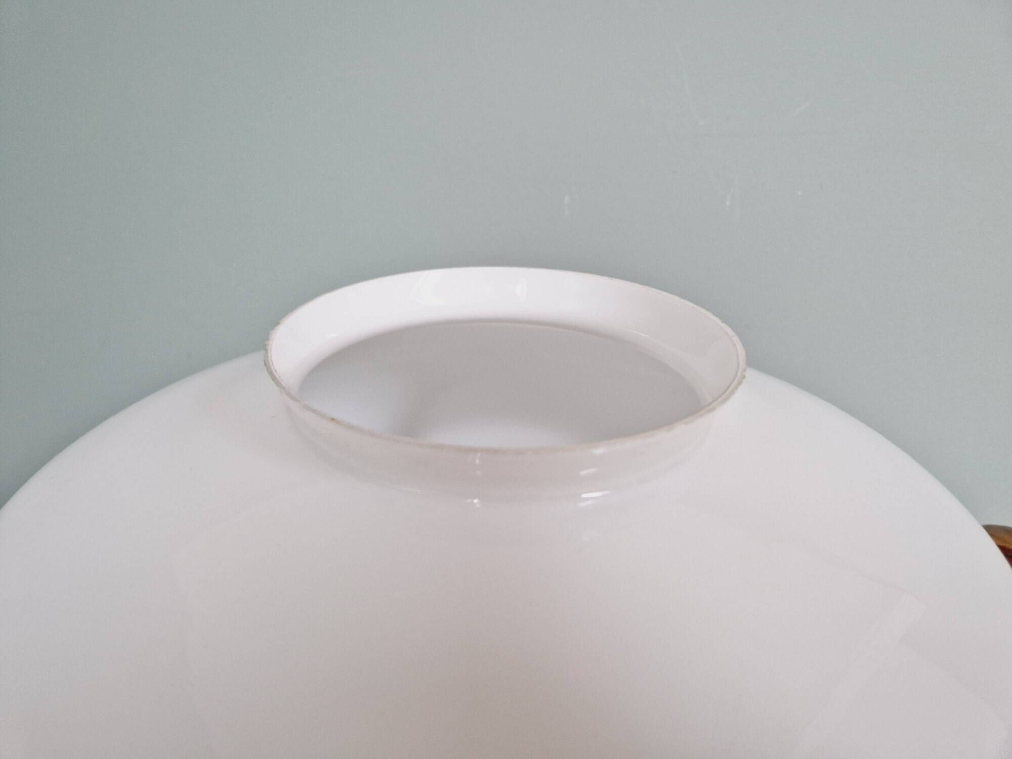 Large Art Deco pendant light in conical white opaline, 1920s-30s