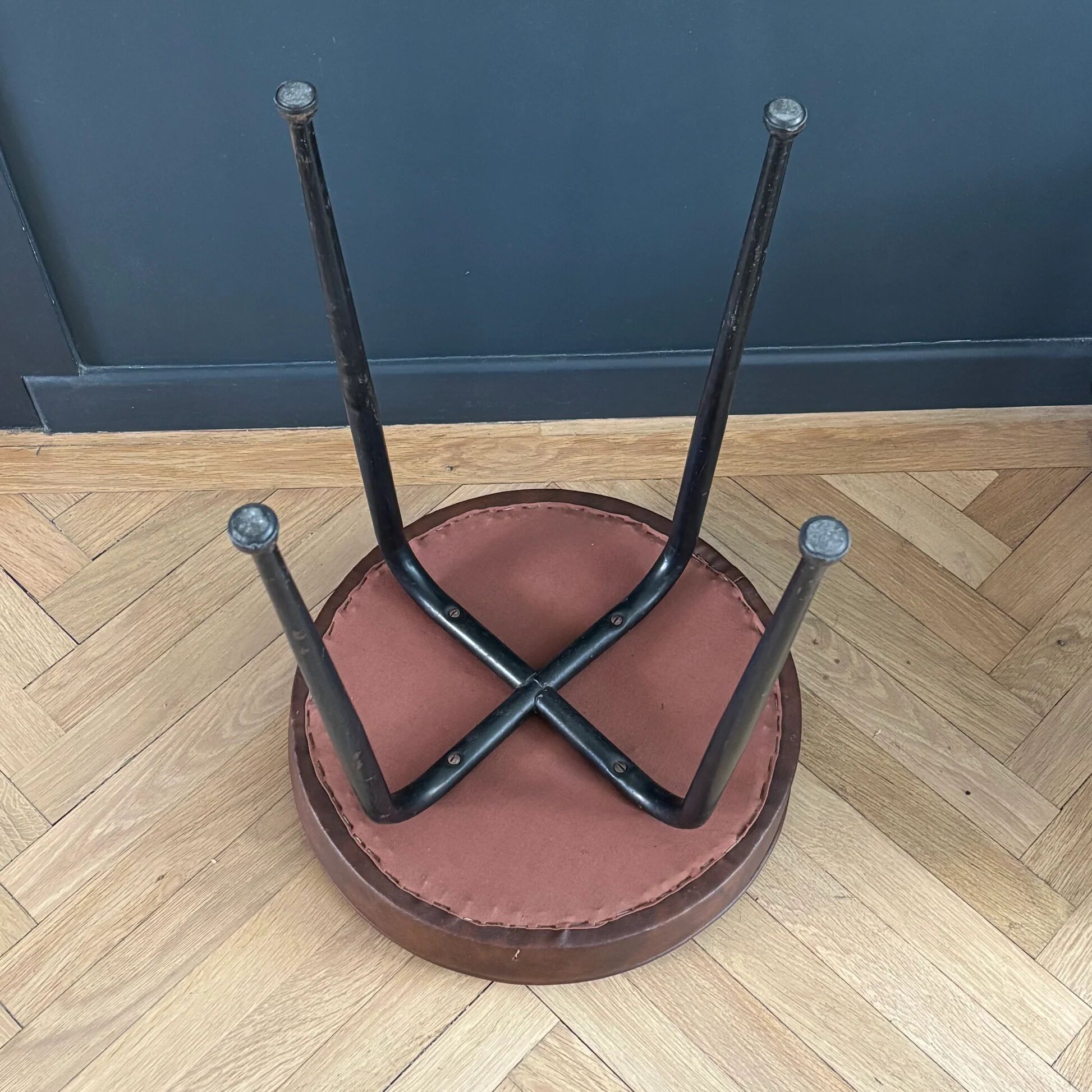 Vintage brown faux leather stool