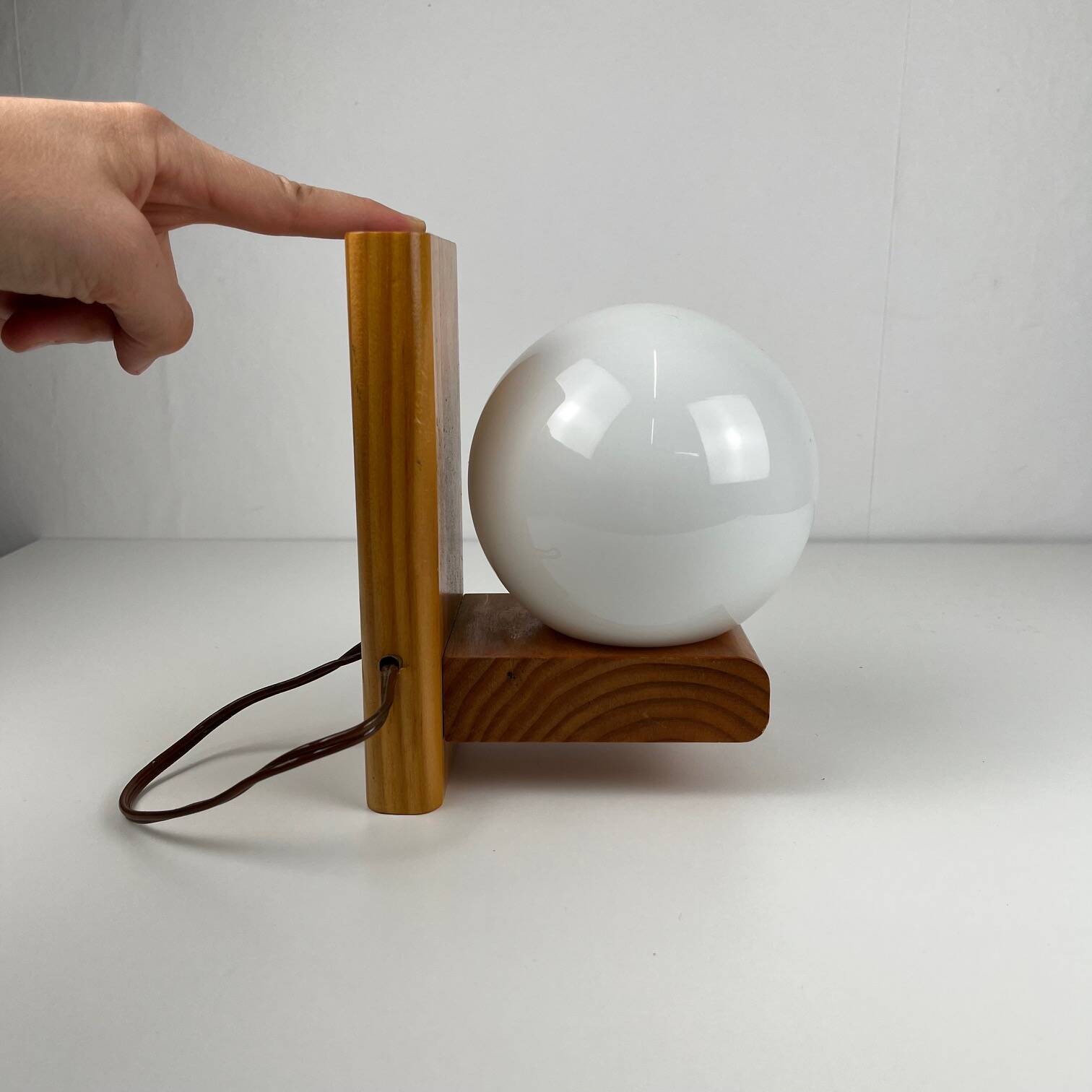 MCM wood and glass wall sconce