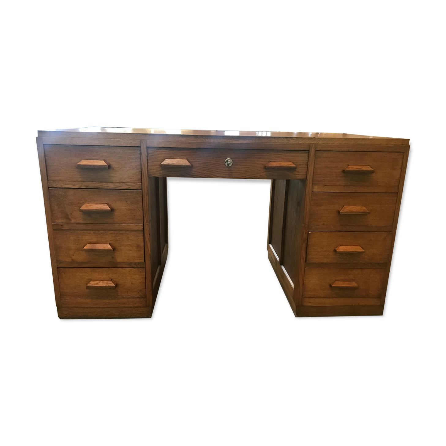 Solid oak administration cabinet desk 1950