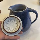 complete blue coffee service in enameled ceramic, Bernard Thiran, ca 1970
