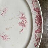Creil & Montereau oval dish in pink ironstone, "Centaurée" service