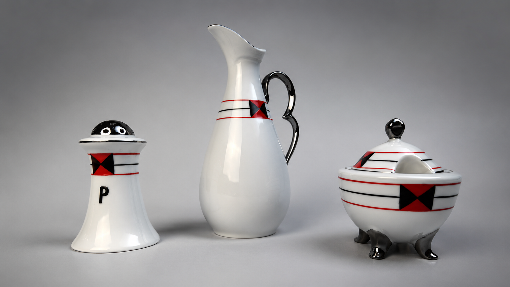 Art Deco porcelain condiment set