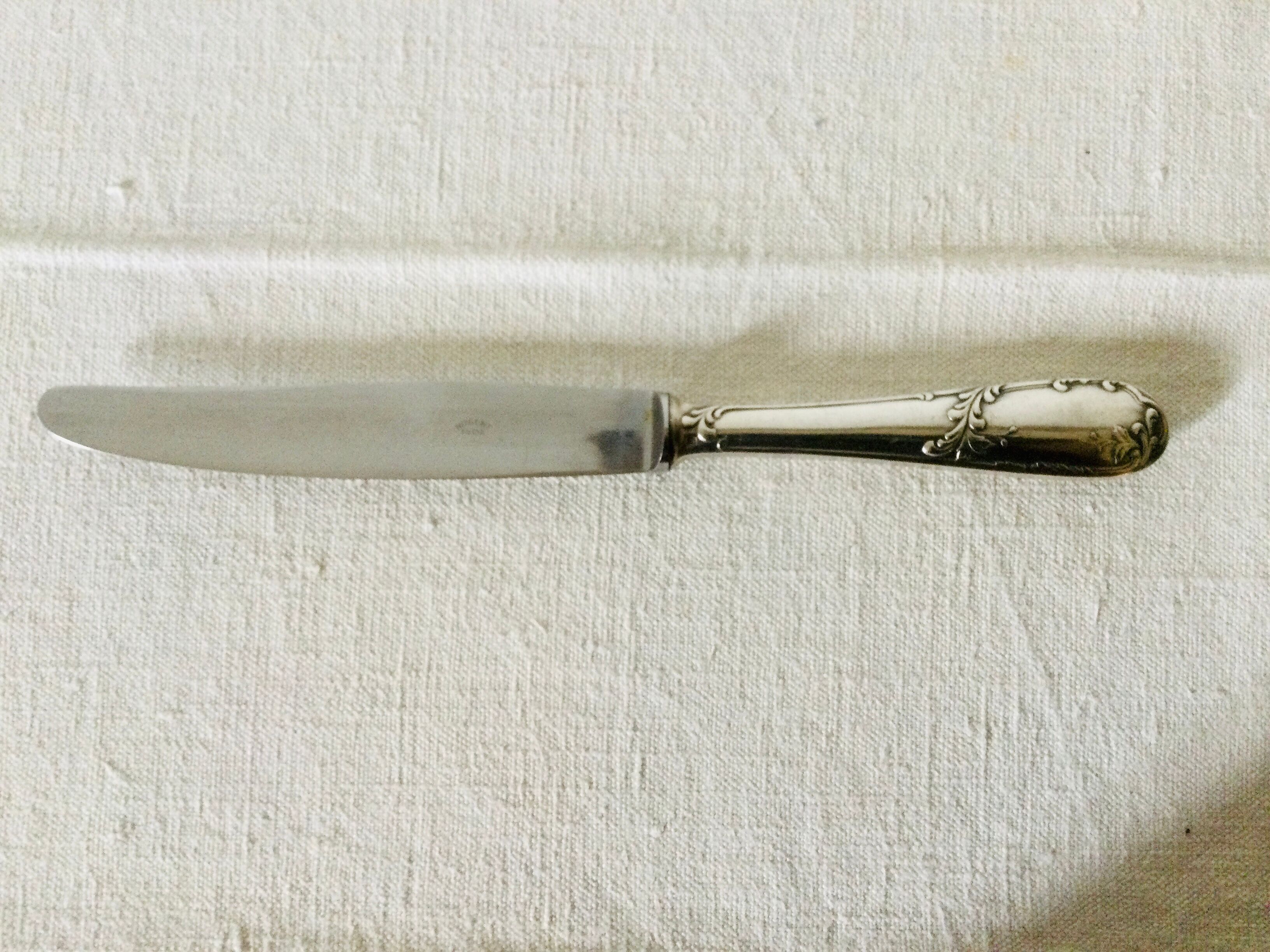 12 silver metal handle knives