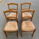 4 chaises bois massif blond chêne moyen satin et paille