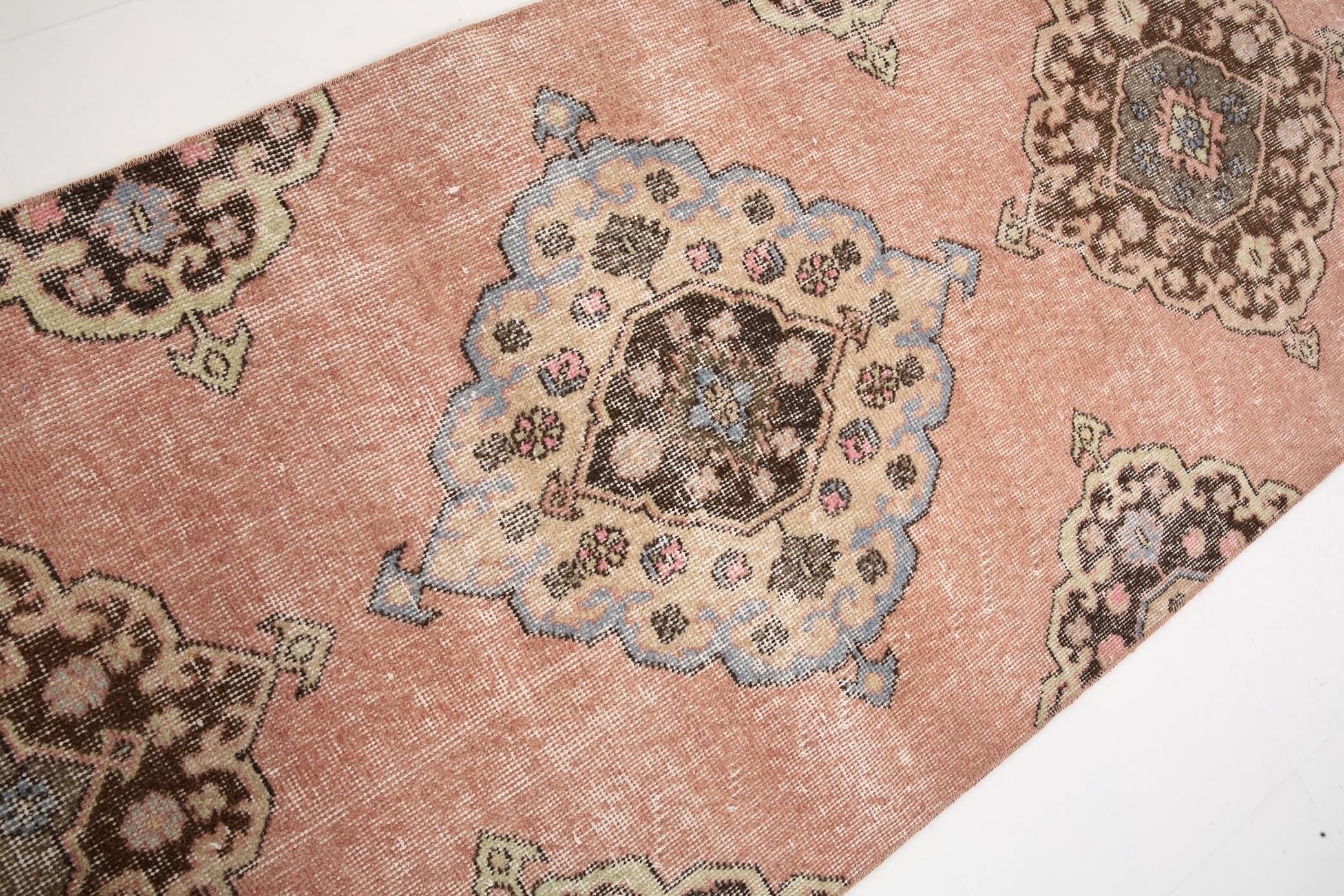 3x12 Pale Red Wool Vintage Persian Runner Rug, 86x379Cm SK 5457