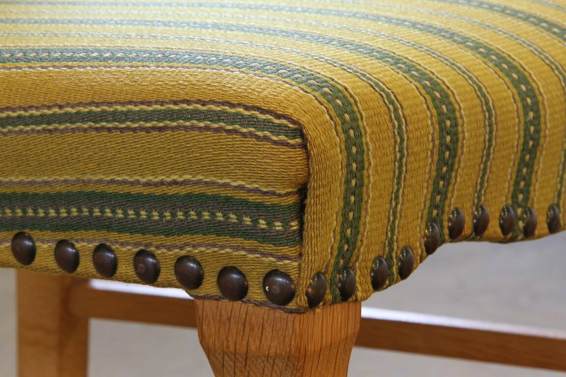 Vintage 1960s brutalist Danish modern oak dining chairs in the style of Henning Kjærnulf