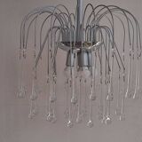 Italian waterfall chandelier with murano drops c1970