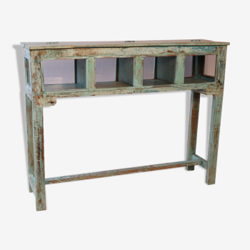Old Burmese teak merchant's furniture Blue-green patina