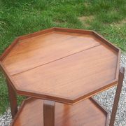 Art Deco folding side table in mahogany with double top marquetry.