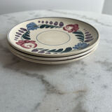 3 small hand-painted dessert plates from Sarreguemines