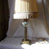 lampe à huile électrifiée, en laiton et onyx