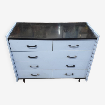 Blue formica chest of drawers